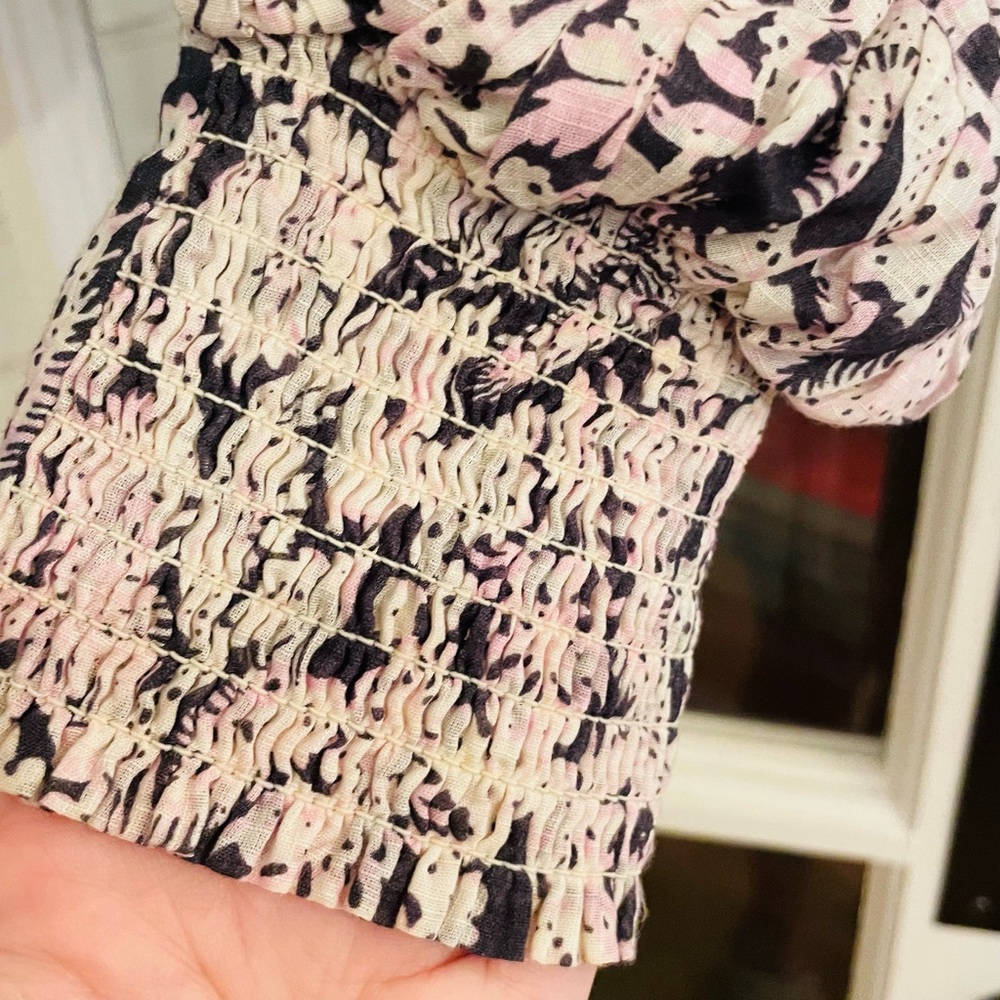 Anthropologie Pink Floral Ruffle Button DownV-NeckSizeMedium/NWOT - Picture 8 of 13